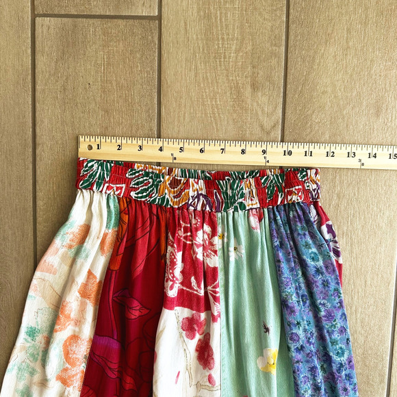 Sacred Threads Maxi Patchwork Skirt Medium Broomstick Crinkle Boho Hippie Fairy - Picture 7 of 8